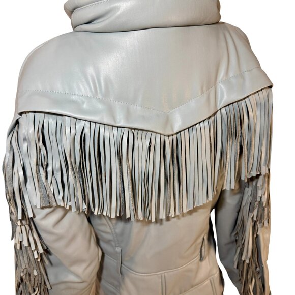 Upwear & Suits Faux Leather Fringe Ski Snow Suit /Jumpsuit , Blue/Grey, M-L - Picture 3 of 12